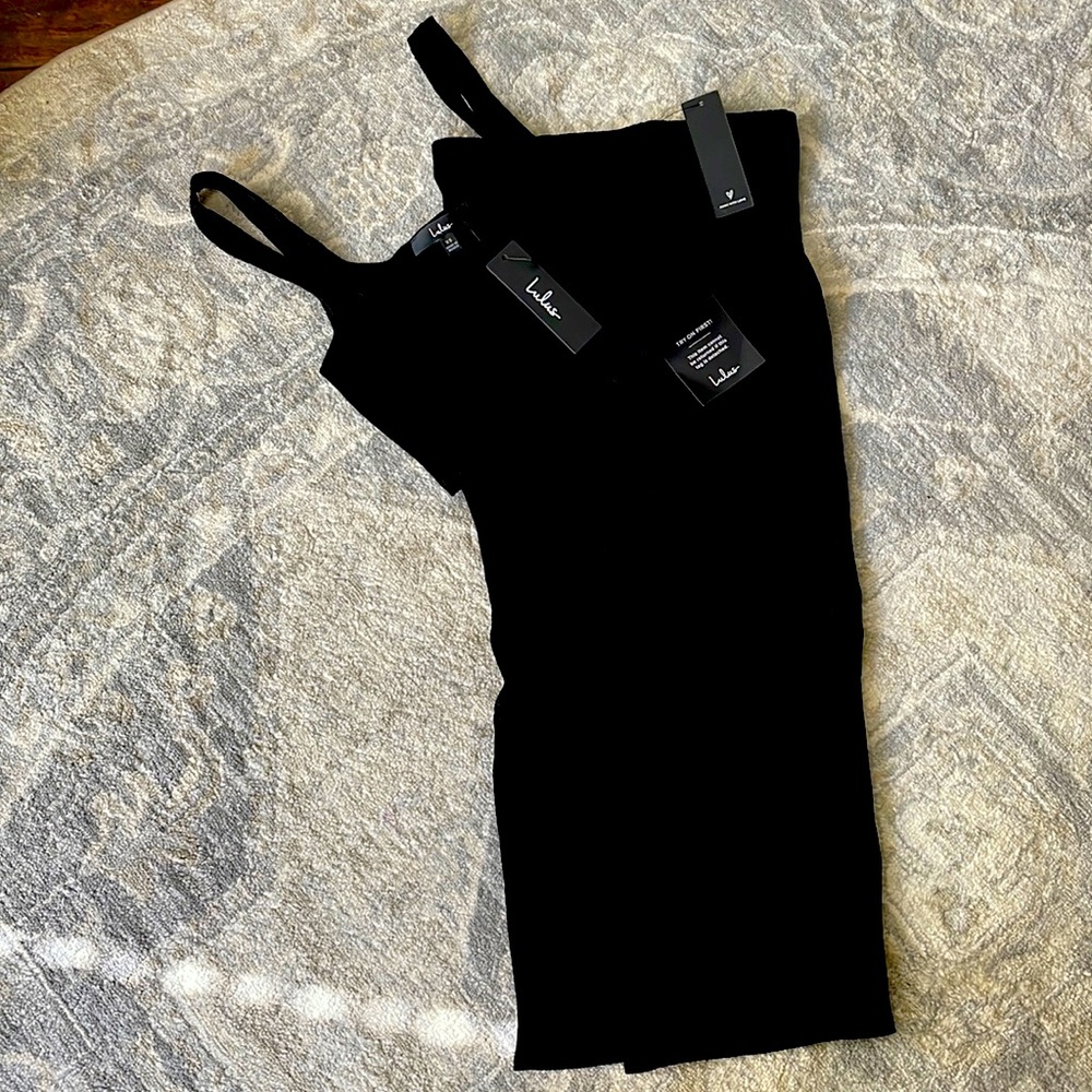 Lulus Set For Life Black Ribbed Bodycon Two-Piece Midi Dress size XS - Picture 1 of 2